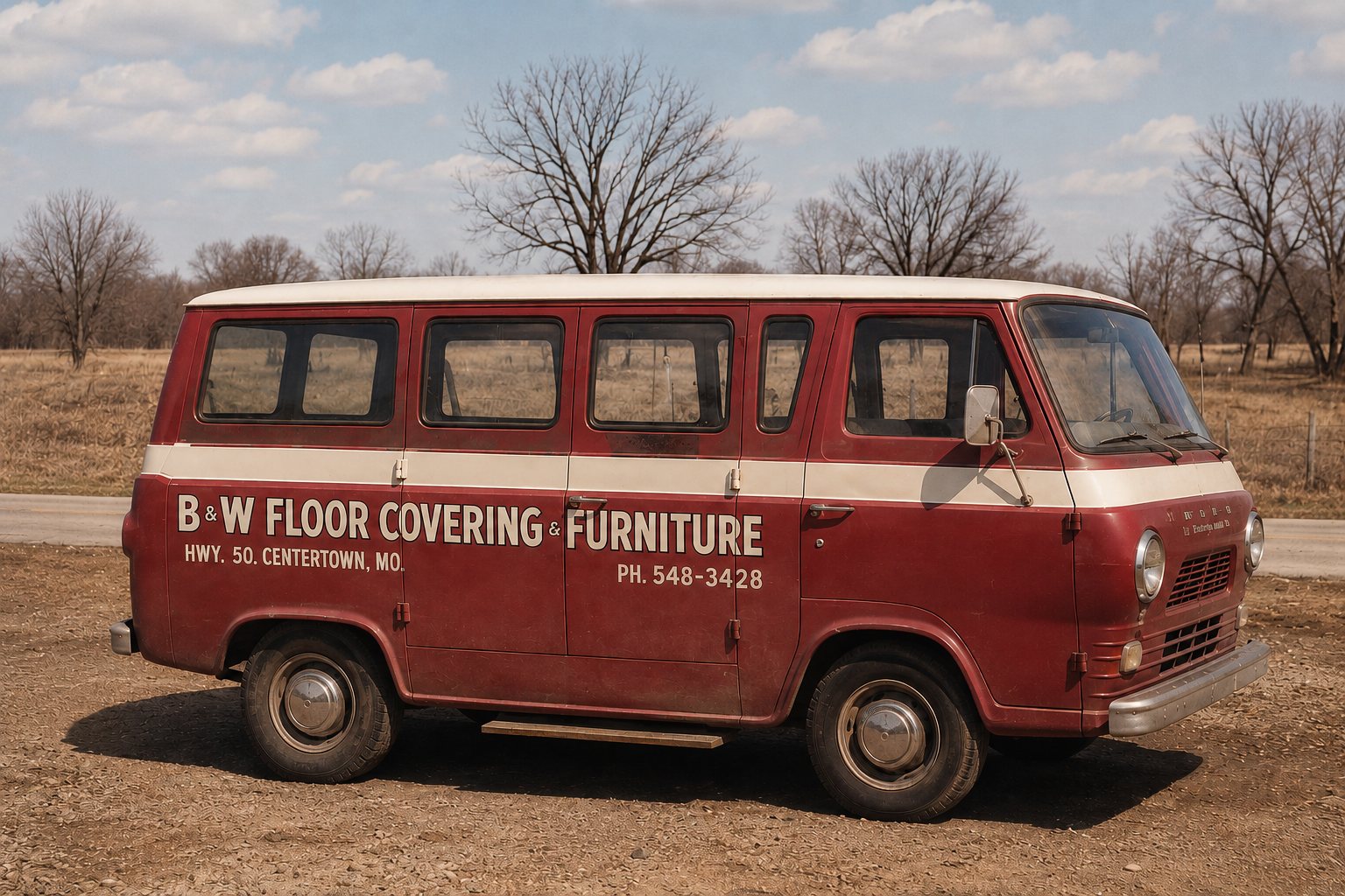 The original B&W Floor Covering & Furniture delivery van, Centertown, MO
