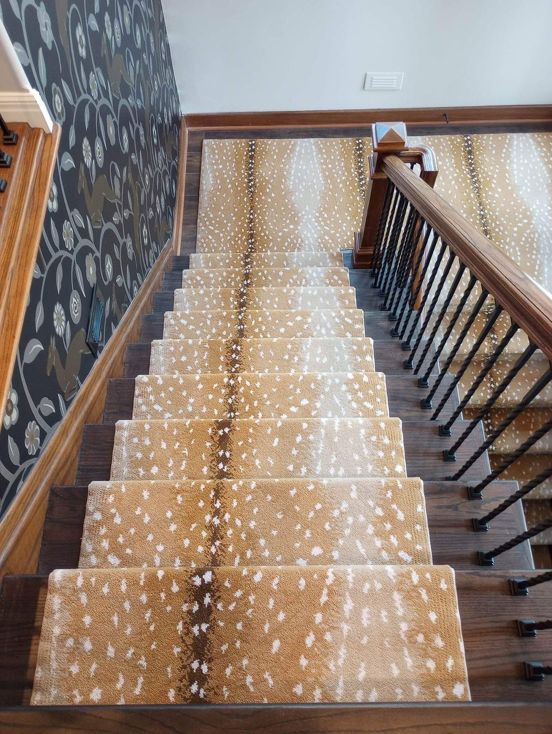 A custom stair runner installed by B&W at the Lake of the Ozarks