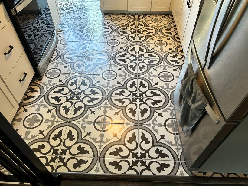 Encaustic patterned tile floor — B&W Floor Covering, Lake of the Ozarks